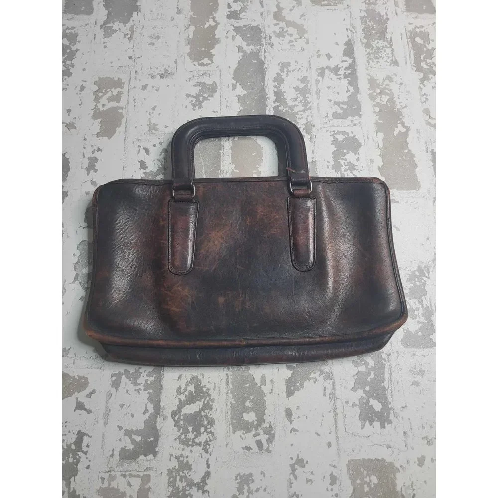 3502 Vintage Coach Handle Clutch Handbag Bonnie Cashin Brown Leather - Picture 4 of 9